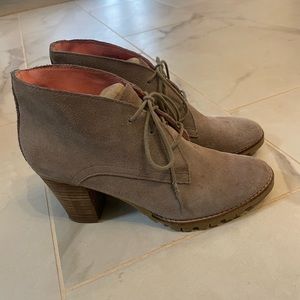 Gap grey-taupe suede booties. Lace up front. Like new.